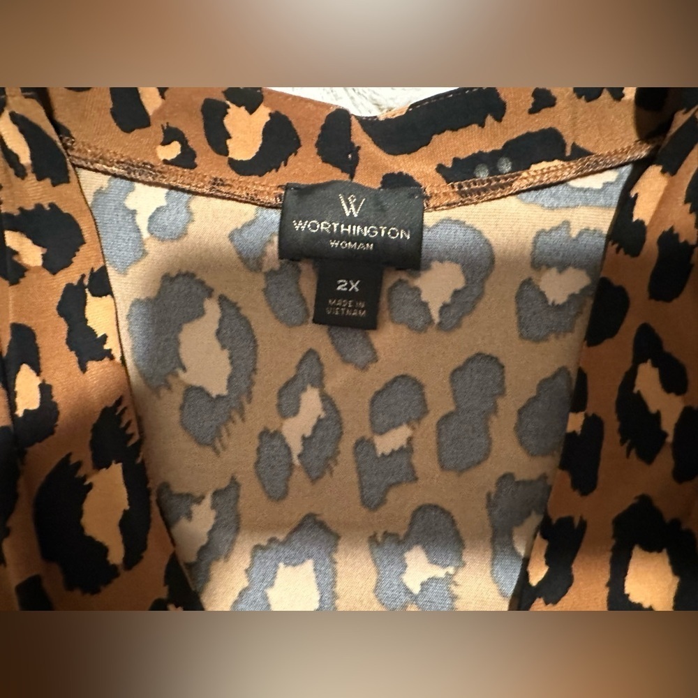 Worthington Brown Leopard Print Blouse - Picture 4 of 7